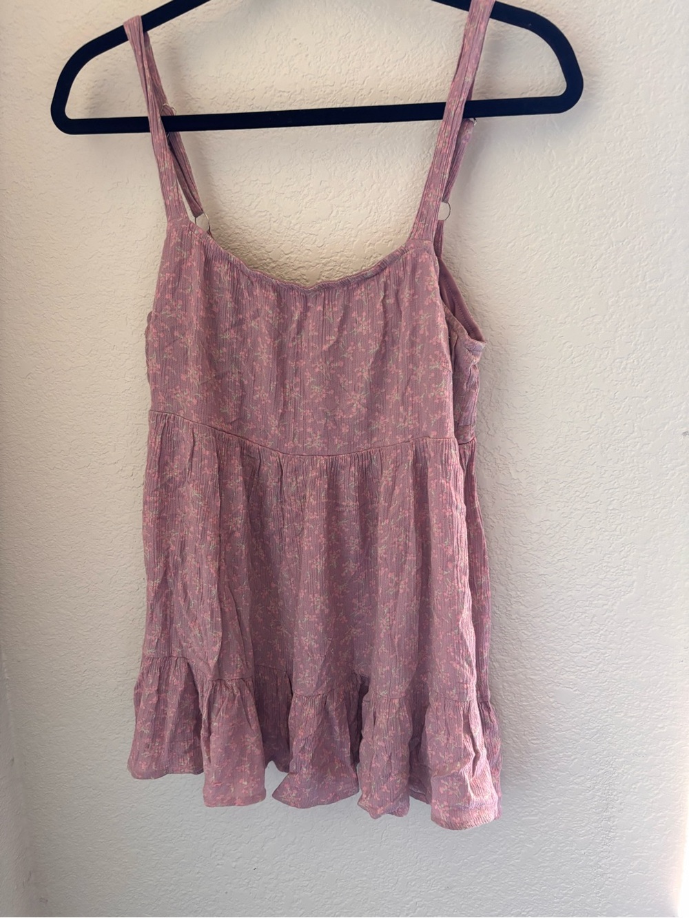 Women’s smock peplum Floral lilac purple spaghetti strap  white birch  - Small